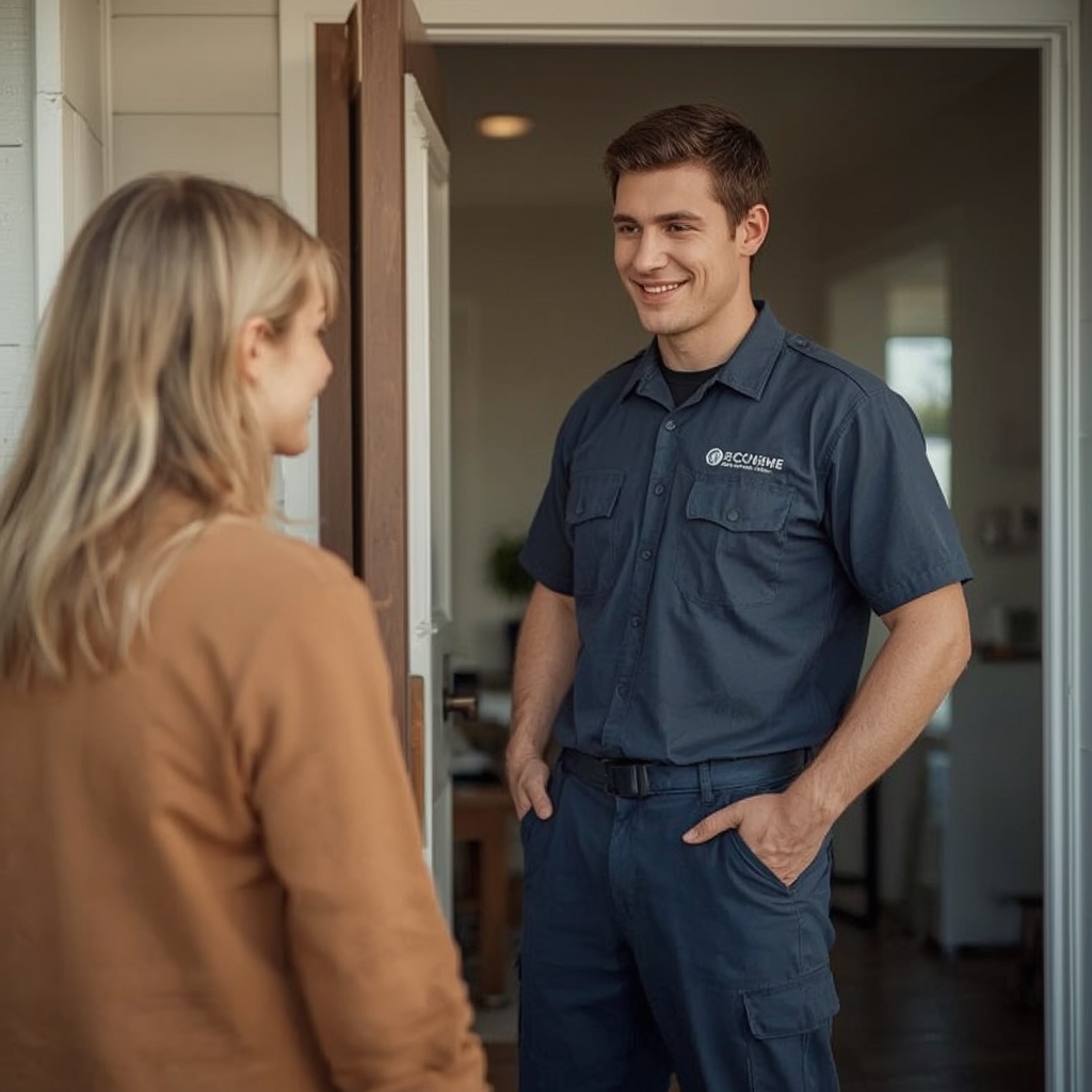 HVAC technician taking a service call and preparing to respond